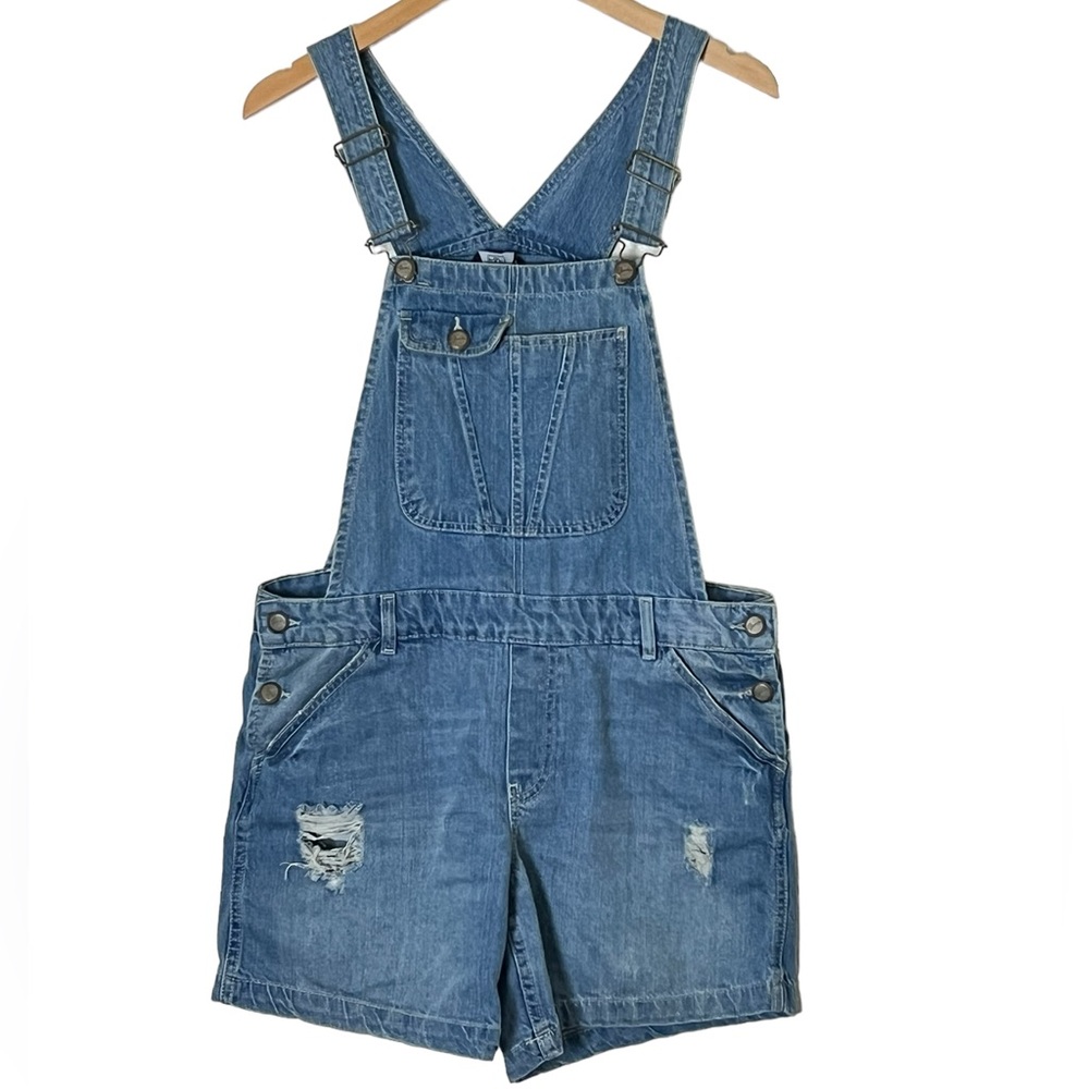F&F | Denim distressed shortalls overalls size 10 medium
